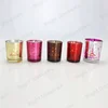 Customized inner electroplating metallized finish colored glass candle jars candle cups