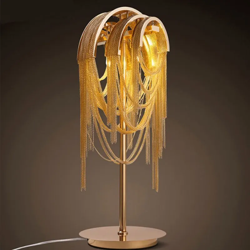 
Decorative Designer Classic Gold Chain Chandelier LED Table Lamp  (60762219163)