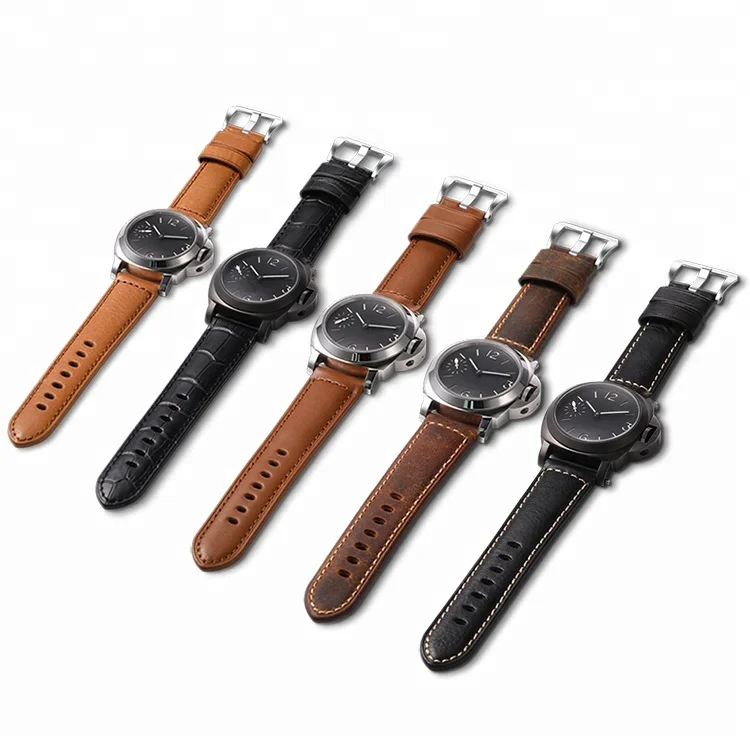 

Custom Logo Wholesale Western Replacement Vintage Buckle Smart Watch Wristband Genuine Calf Leather Padded Watch Band Strap, Coffee;brown;black with white stitch;black;dark brown