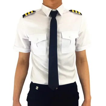 Men Air Line Pilot Uniform Shirt White Pilot Shirt Short Sleeve Pilot ...