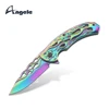 Rainbow Titanium Stainless Steel Folding Pocket Knife for Outdoor Activities