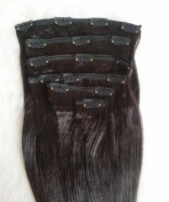 

wholesale raw cuticle aligned relaxed straight yaki virgin human hair clip ins extensions