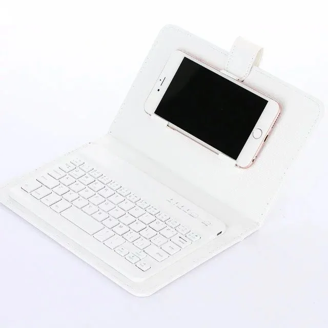 2019 High quality Blue tooth wireless leather case external keyboard for mobile phone