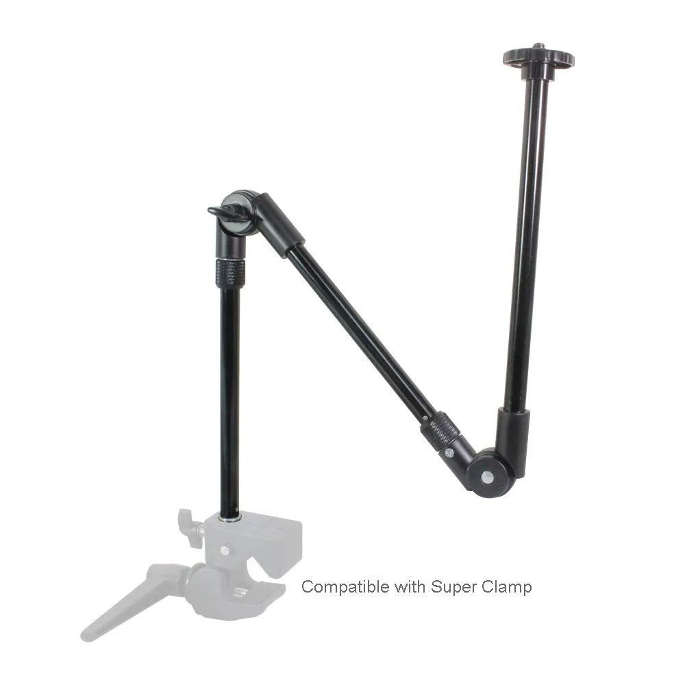 3 Section Single Articulated Arm Camera Mount Bracket,5/8" Stud 1/4" 3/