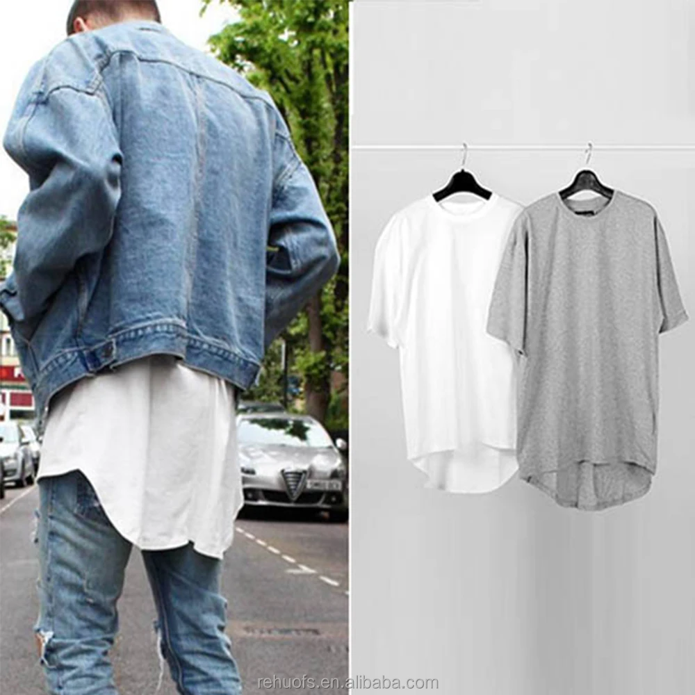

High quality short sleeve round bottom blank streetwear men cheap custom print black hip hop long t-shirts, N/a