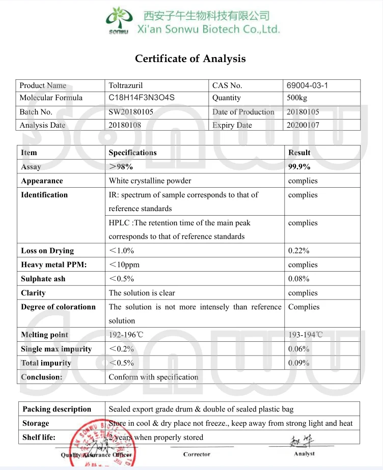 Supply Animal Toltrazuril 2.5 Oral Solution Buy Toltrazuril 2.5