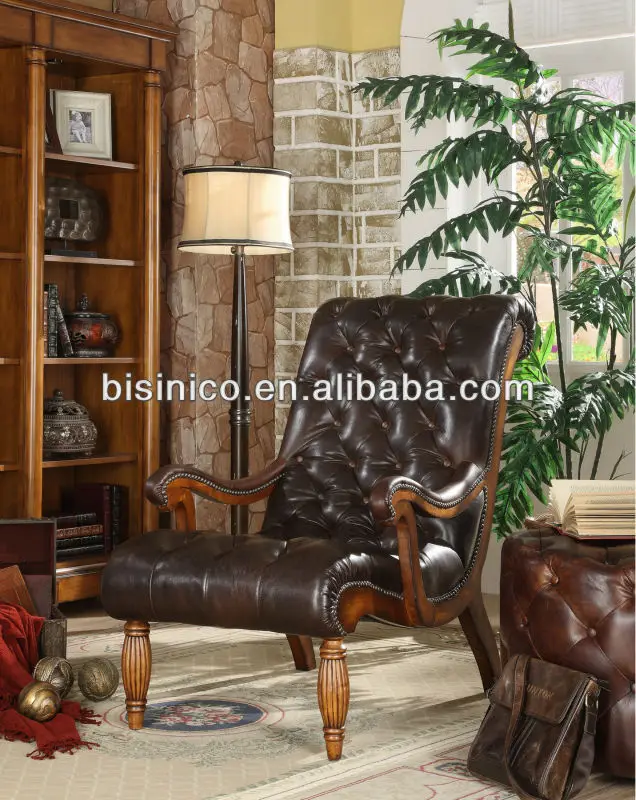 Leisure leather and solid wood chair,American style living room furniture,wooden feet sofa chiar (BF01-20011)
