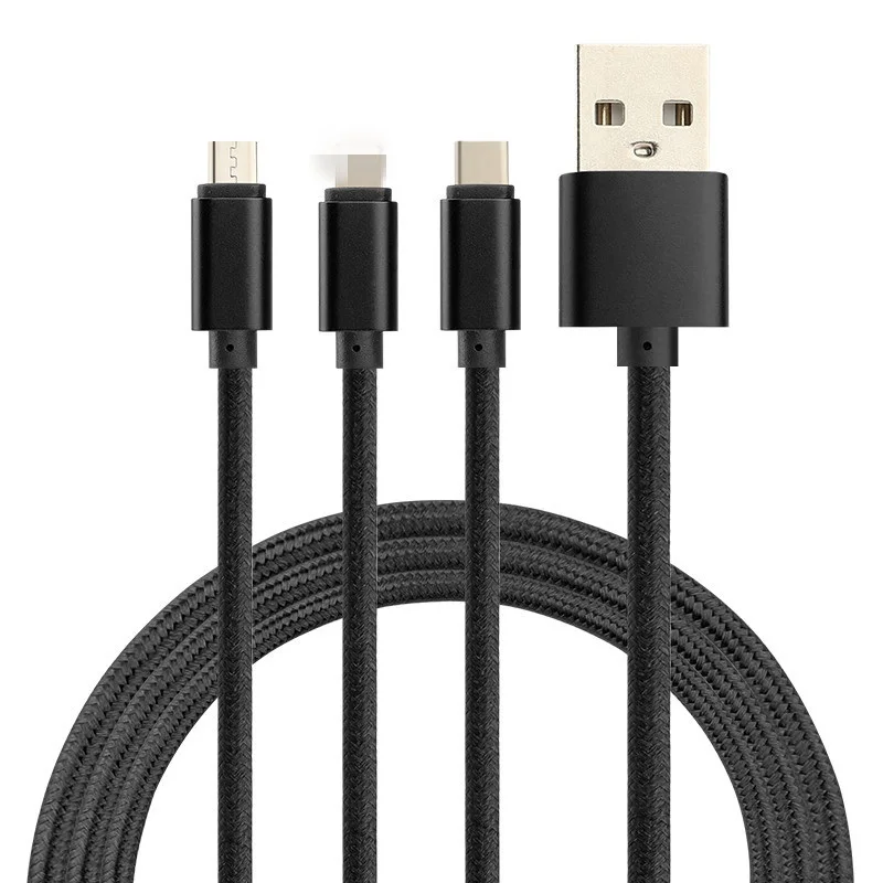 Fabric braided Usb Data Cable Usb Data Cable 3 In 1 Charging Cable - ANKUX.COM