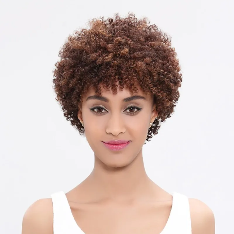 Sleek Brazilian Remy Hair Afro Kinky Curly Weave Bundle Short