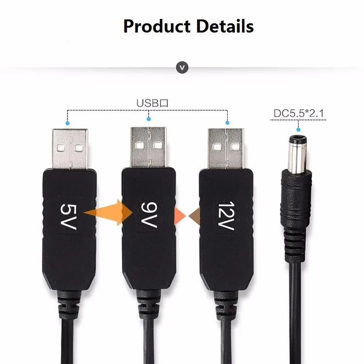 Usb 5v Step-up To 9v Or 12v Power Supply Boosting Cable From Usb Power ...