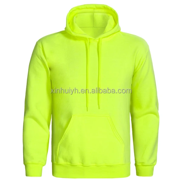 Custom Print Logo Voor Neon Geel Groen Hoge Zichtbaarheid mannen Sweatshirt Hoodie