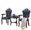 French Style Upholstery Glider Chair Living Room Wooden Lucite Furniture Arm Chairs and Table