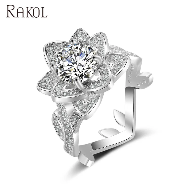 

RAKOL RP2043 luxury wedding rings crystal zircon finger rings, As picture