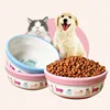 Wholesale Round Raised Cat Water Food Bowls Feeder Customised Ceramic Pet Bowl