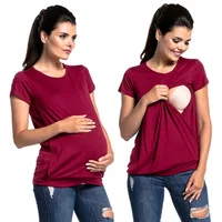 

Maternal Clothing Hot Selling Pregnancy Mommy Lactation T-Shirt Short Sleeve Maternity Wear Casual Breastfeeding Blouse