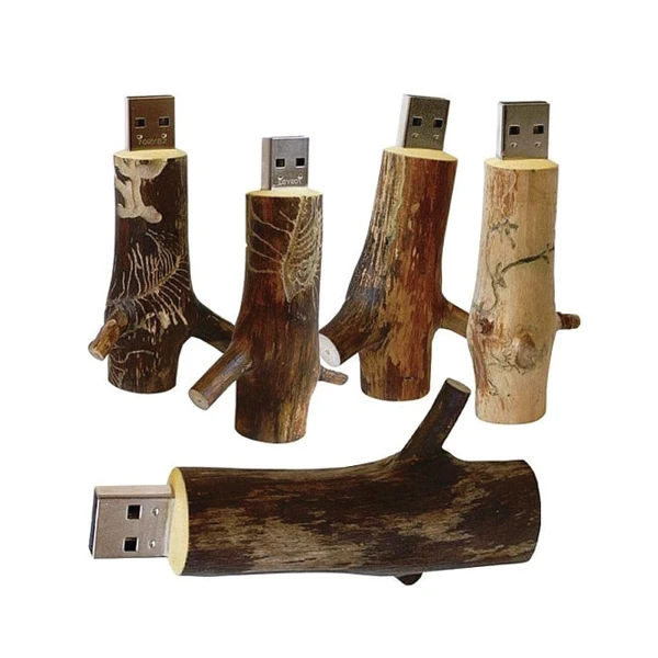 

Wood Tree Branch USB Drive Stick With Keychain Trunk USB