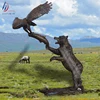 Large Outdoor Bronze Bear Sculpture Competing For Fish With Eagle