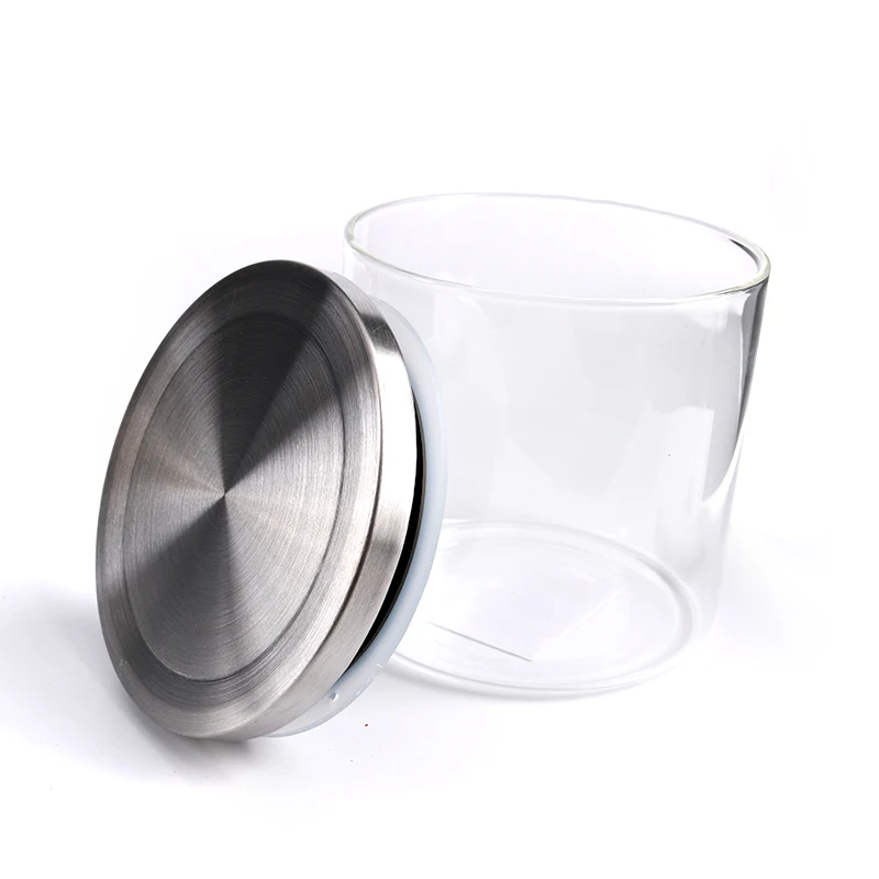 
Manufacturer glass tubing-made food grade glass storage jar with stainless steel lids 250ml-2100ml 