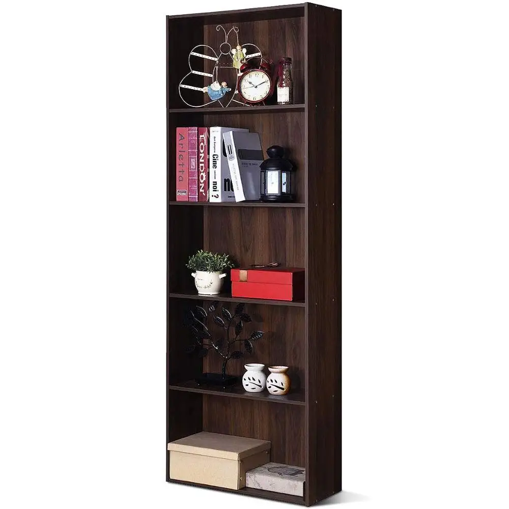 Современный деревянный черный орех Tall книжный шкаф для домашнего офиса библиотека книжный шкаф