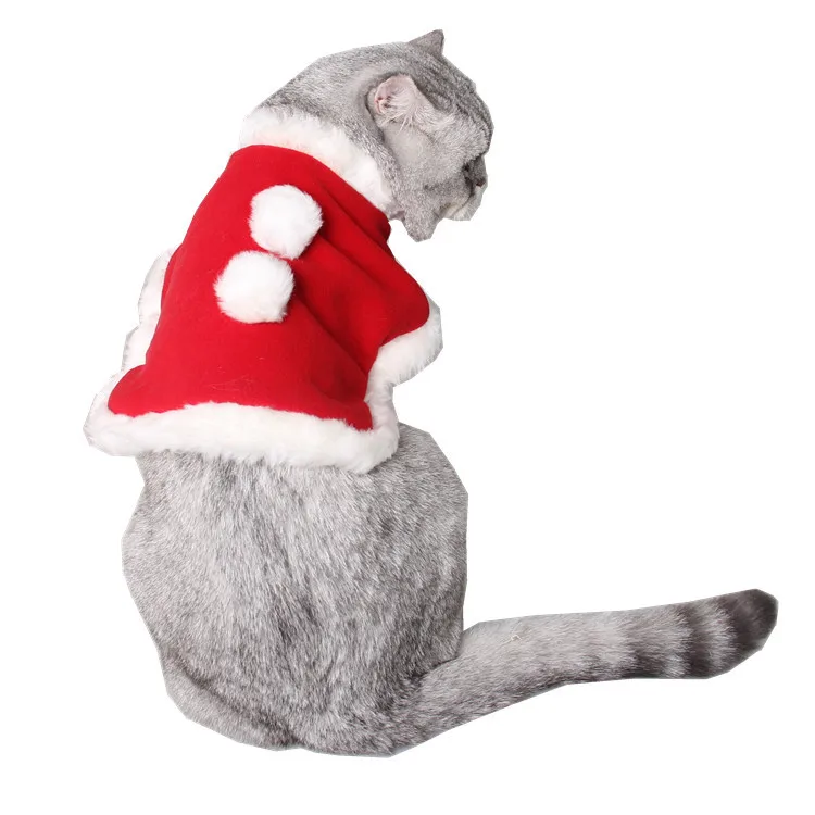 

Hot selling red pet santa outfit Christmas cat cloak dog costume, N/a