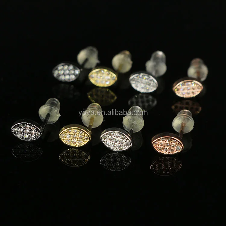 

EC1085 Hot Sale CZ Micro Pave Crystal Studs Earrings,Cubic Zirconia Pave Crystal Oval Earrings