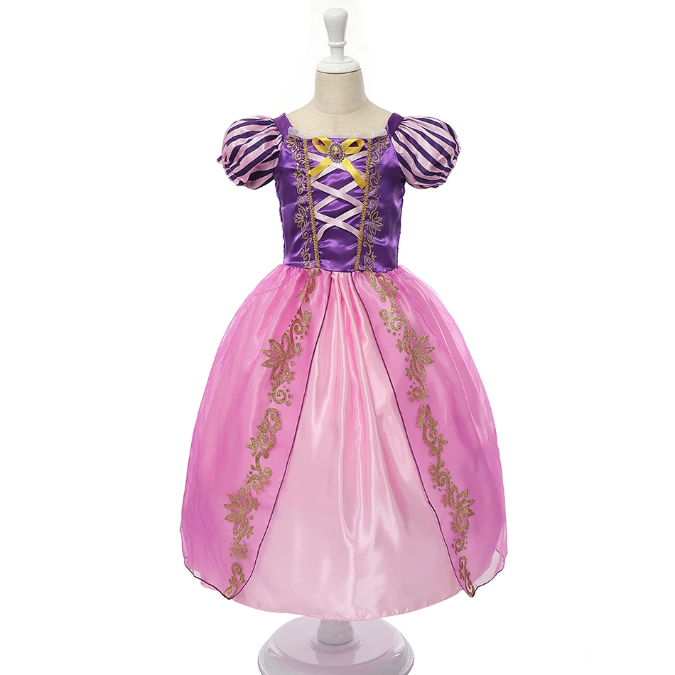 

Girls Rapunzel Dress Up Kids Snow White Princess Costume Children Cinderella Aurora Sofia Halloween Party Cosplay Dress, As picture
