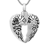 IJD9764 Feather engraving heart cremation pendant to hold ashes funeral souvenirs