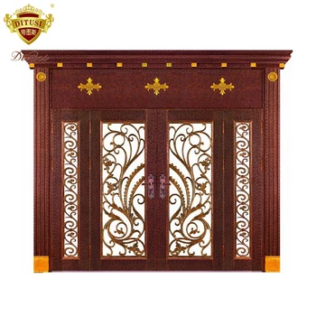2019 Low Price Commercial Double Exterior Steel Door Wrought Iron