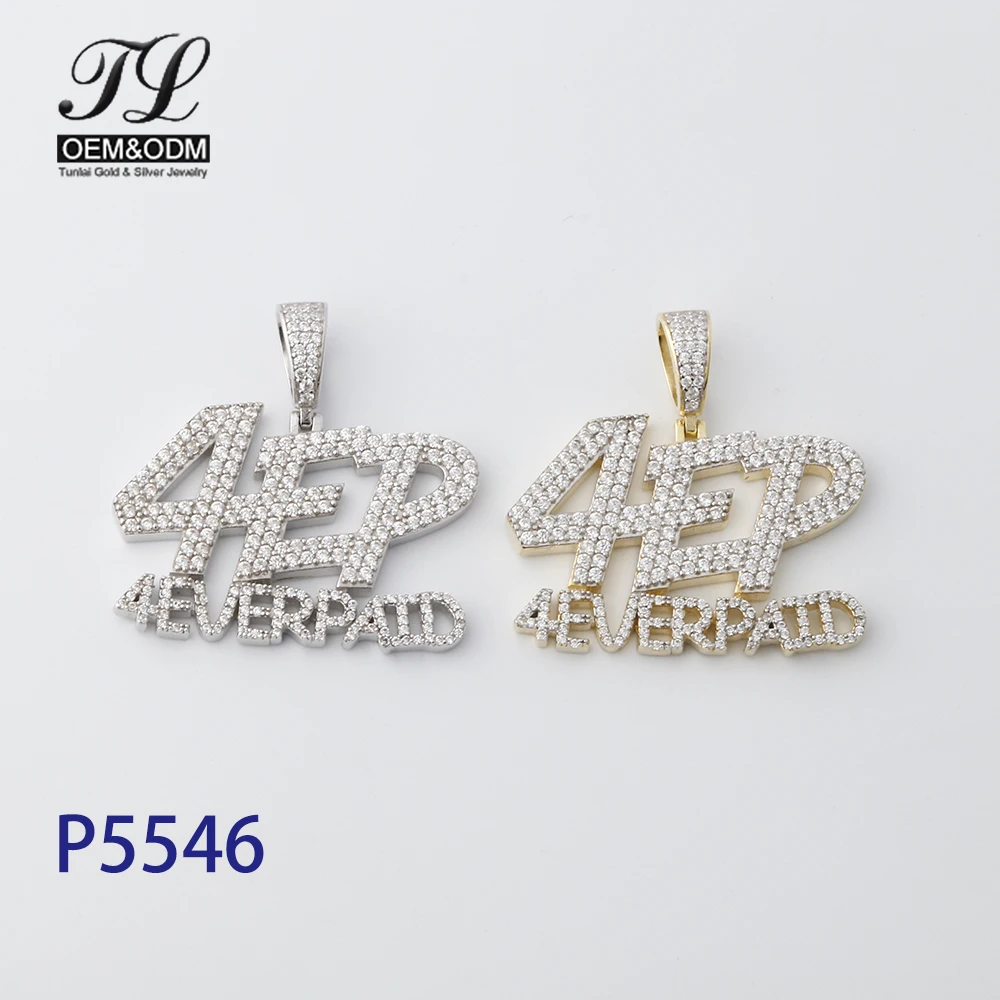HipHop Custom Design Jewelry CZ Micro Pave Ice Out Diamond 14k 18k Gold Jewelry 925 Sterling Silver Alphabet Letter Pendants