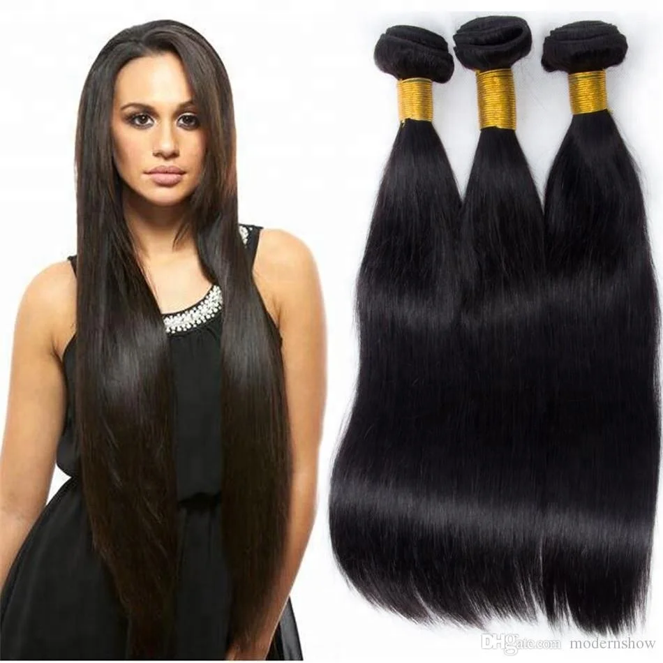 

100% natural remy black color human hair weaving virgin brazilian straight virgin hair bundles, Natural color