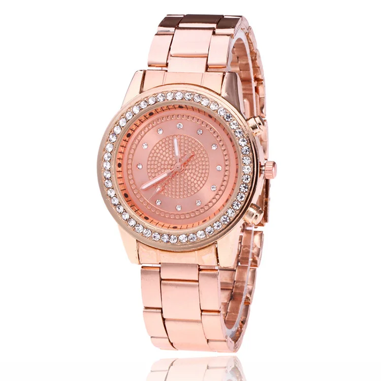 

Usoul Luxury Diamond Alloy Case Stainless Steel Strap Womens Wristwatches Geneva Epoch Ladies Rose Gold Watch, 3 colors