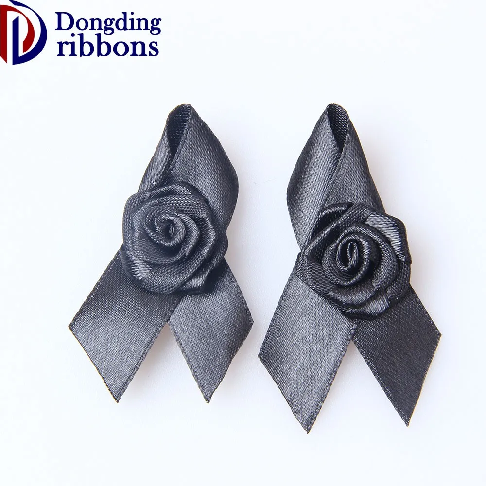Wholesale Custom Various Color Rose Trim Handmade Satin Ribbon Flower