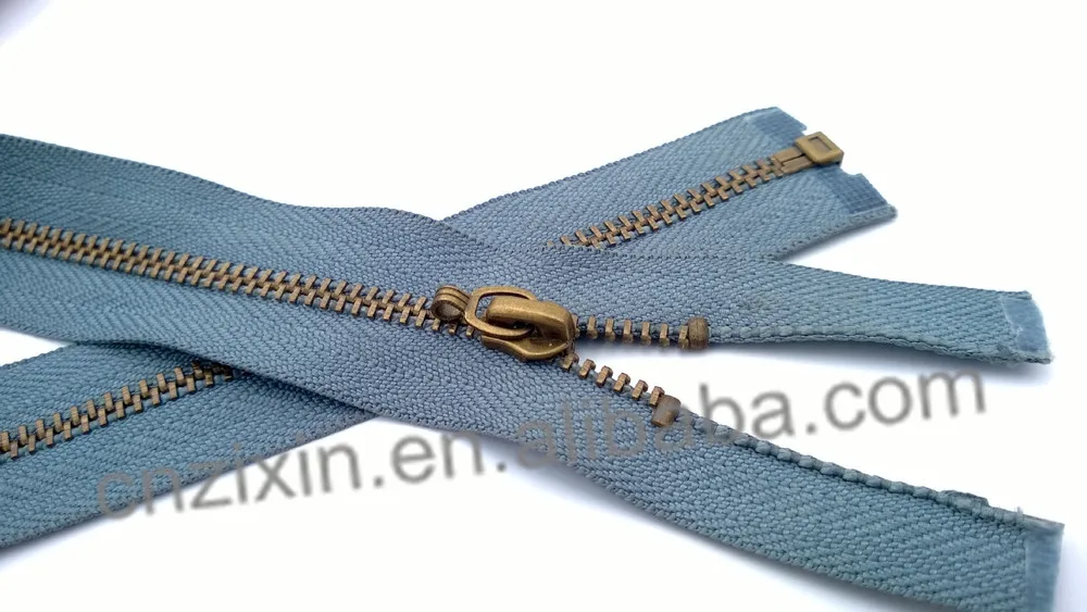 Metal Zipper Antic Brass Auto Lock Open End Large Industrial Zipper