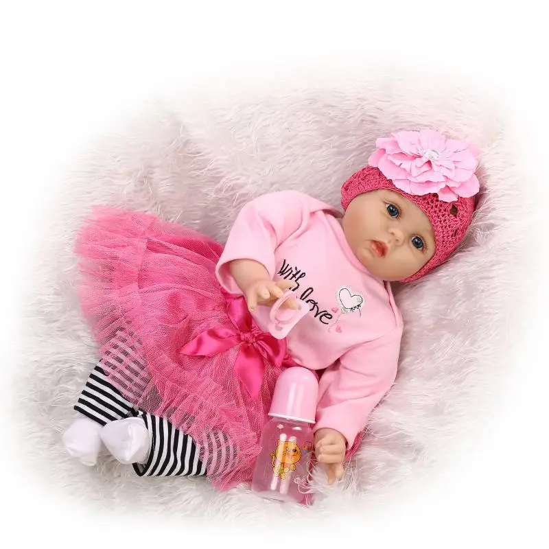 22''Handmade Lifelike Baby Girl Doll Silicone Vinyl Reborn Newborn Dolls+ClothYT 