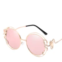 

Jheyewear ready to ship classic large frame hollow circles irregular curved sunglasses women