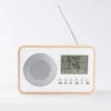 Wood finished fashion style household desk radio alarm clock with FM