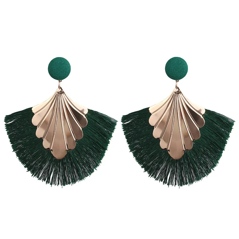 Sector Dangle Earrings Bohemian Gold Plate Tassel Drop Earrings Fashion Jewelry Tassel Earrings for Women