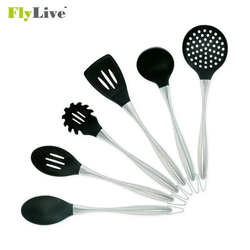 

8pcs silicone cooking utensils stainless steel handle, Customized color