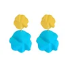 ed01852c Qingdao Kiss Me Wholesale Women Fashion Ins Style MInimalist Blue Yellow Flower Pendant Alloy Earrings