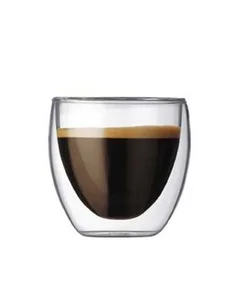 Image of custom clear heat resistant of 4pcs reusable small double wall borosilicate glass 80ml espresso cup set