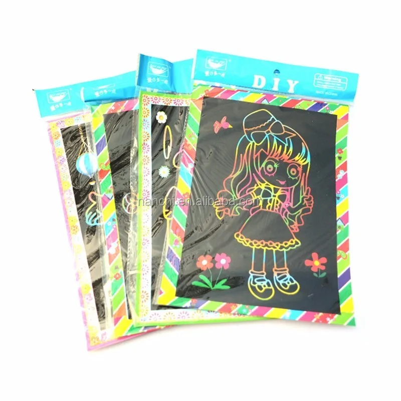 
Children Hand-made DIY Scratch Painting Drawing Paper Educational Toys Magic Scratch Painting The Bamboo Pen 