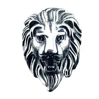 

Punk Personality Spikes Stainless Steel Engraved Lion Head Military Ring For Men