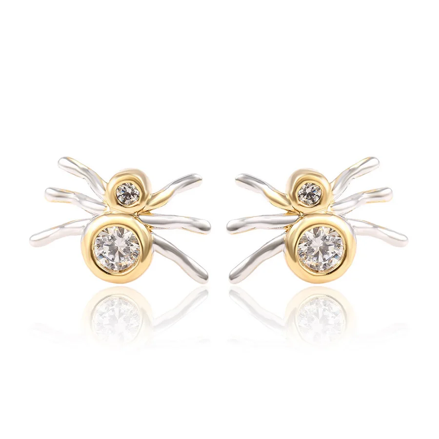 Newest Design Saudi Gold Jewelry Zircon Spider Stud Earrings