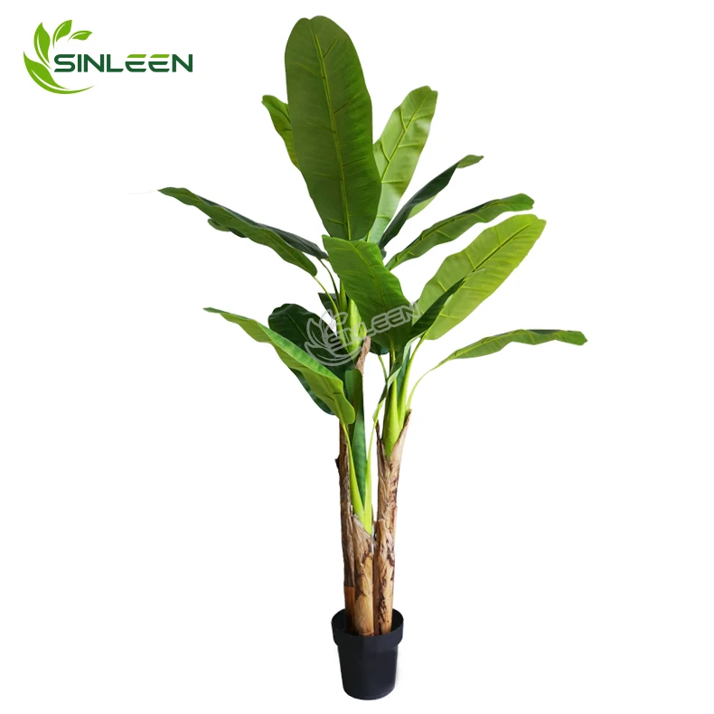 

Made In China Lifelike Indoor Decor Artificial Plastic Banana Leaf Plant Tree, Green