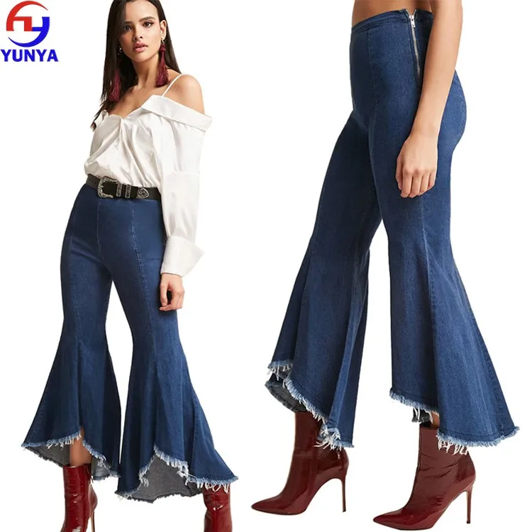 New Design Women Fashion High Rise Frayed Flare Jeans Buy Jeans Frayed Flare Jeans Women Flared Jeans Product On Alibaba Com