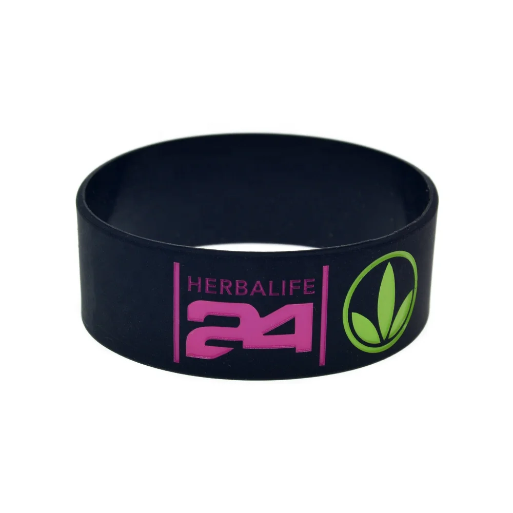

1PC 1 Inch Wide Bracelet 24 Hour Nutricion Silicone Wristband, Black
