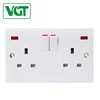 Factory directly sale 13a white electric wall twin 3-pin socket switch with neon