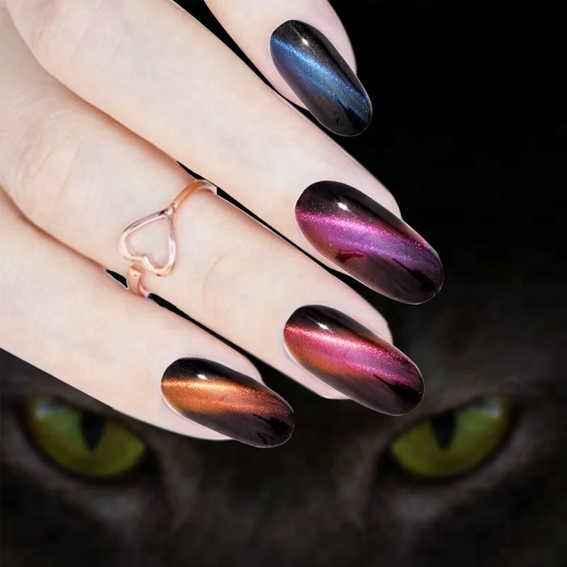 

Misscheering Magnetic 3D Cat Eye Effect Powder with Brush Glitter Dust Gel Polish Nail Art Glitter Pigment DIY Nail Decoration, 11 colors