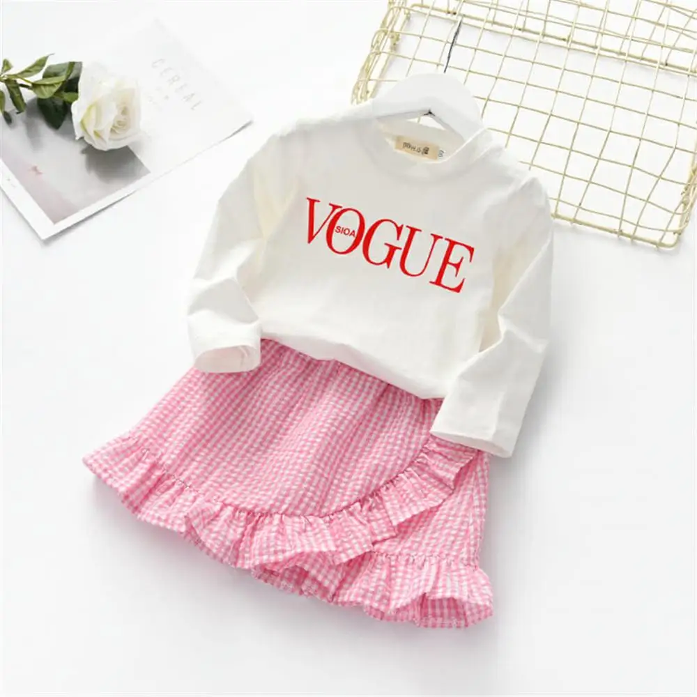 

Korean style children wear Casual clothes pink tutu dress for baby girls 2pcs kid suit for 3 years old, White;black