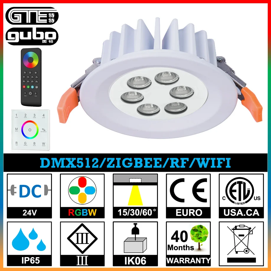 
GUBO IP65 Waterproof RGBW LED Downlight 24W DMX512 ZIGBEE RF WIFI RGBW 